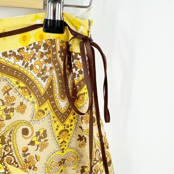 ✅ Banana Republic Pleated Silk Linen Blend A Line Skirt Size 4 YELLOW/BROWN - Picture 3 of 5